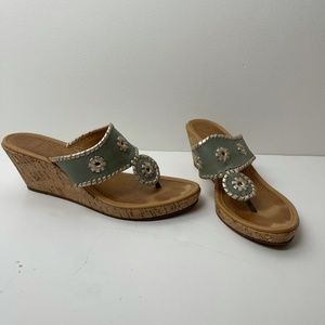 Jack Rogers Green Wedge Sandals Size 10